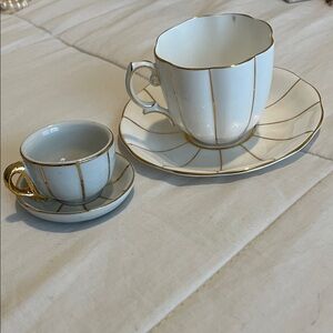Royal Albert White and Gold Bone China Teacup and tiny teacup and saucer